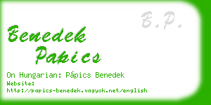 benedek papics business card