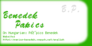 benedek papics business card